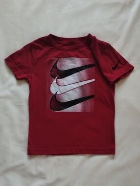 Nike Red Short-Sleeve Tee with Triple Swoosh Graphic